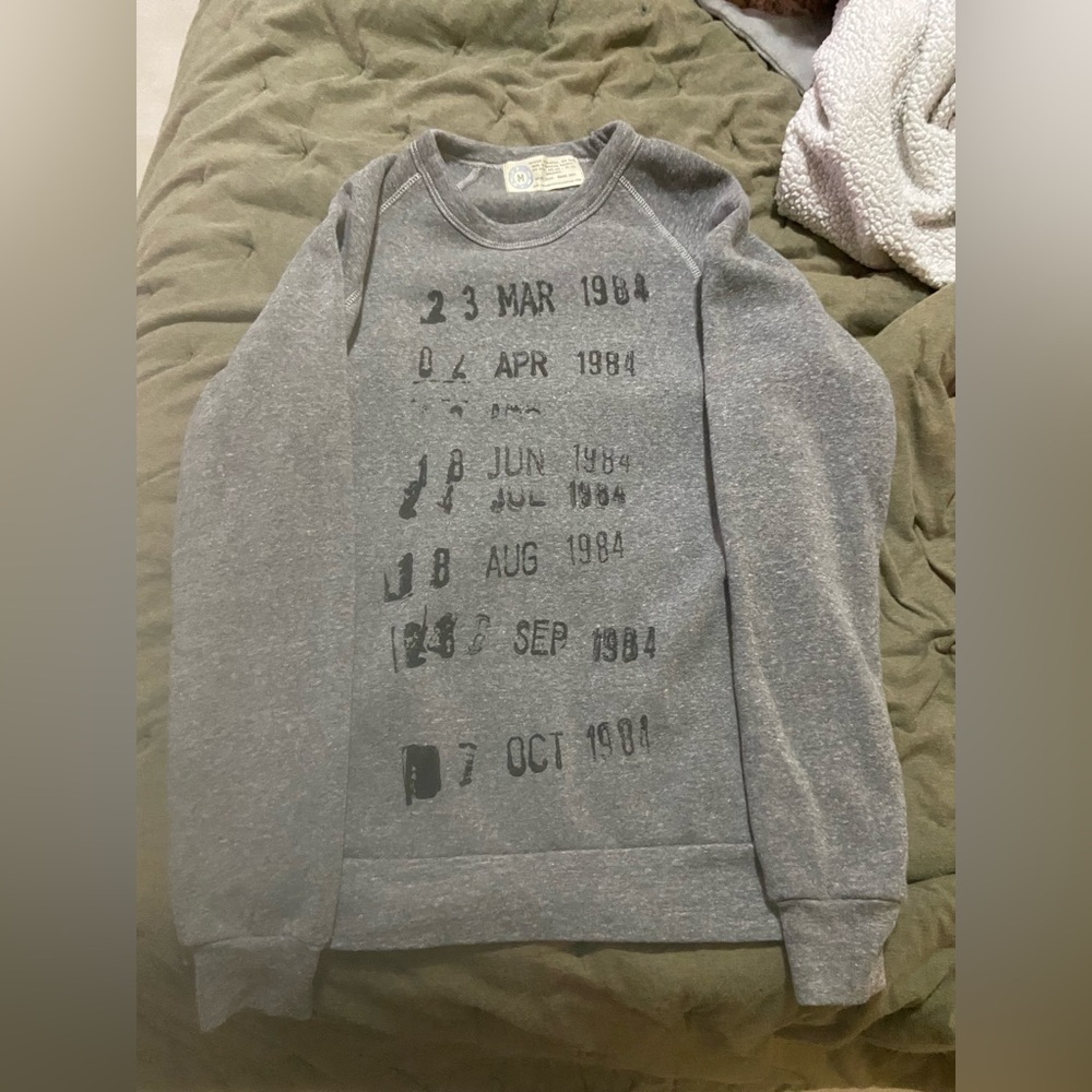 Out of Print Library Book Stamp Sweatshirt Sz M